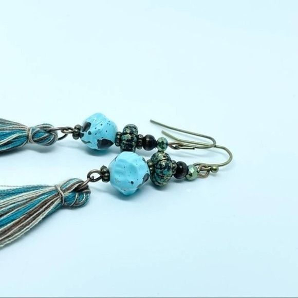 Tassel Long Dangle Boho Earrings - Picture 3 of 13